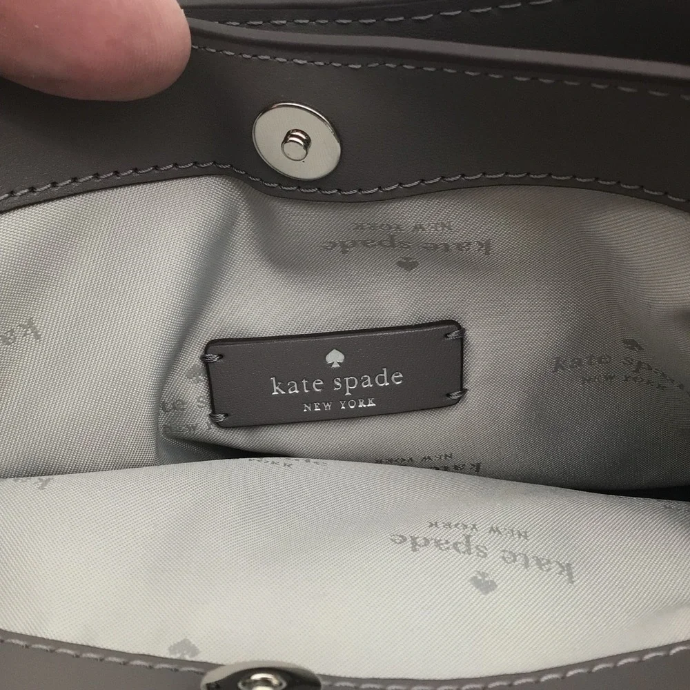 Kate Spade Dumpling Suede Leather Satchel Shoulder Bag Purse Grey KM141 NWT